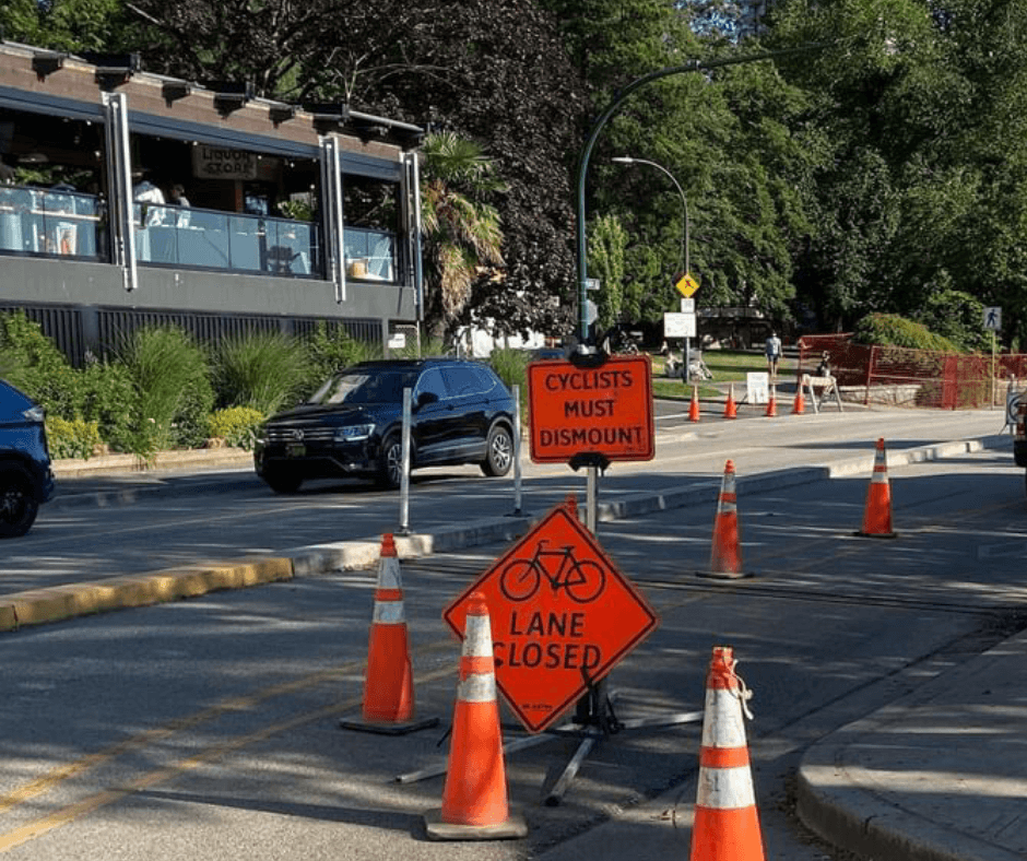 Closed bike lane on Vancouver street