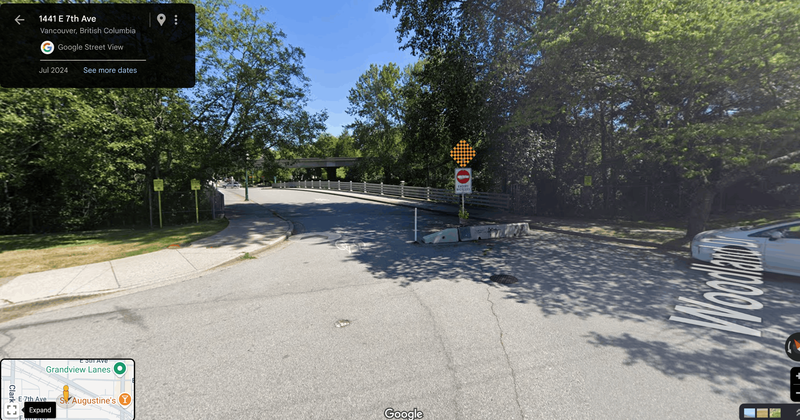 Google Street View of Woodland Drive and 7th Avenue in Vancouver, BC